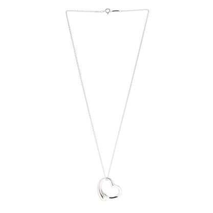 Tiffany Sterling Silver 27mm Elsa Peretti Open Heart Pendant Necklace 3 of 6