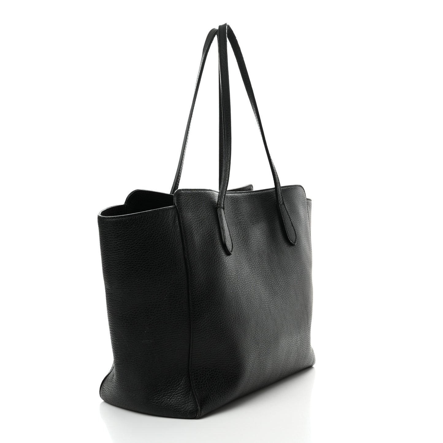 Pebbled Calfskin Medium Swing Tote Black