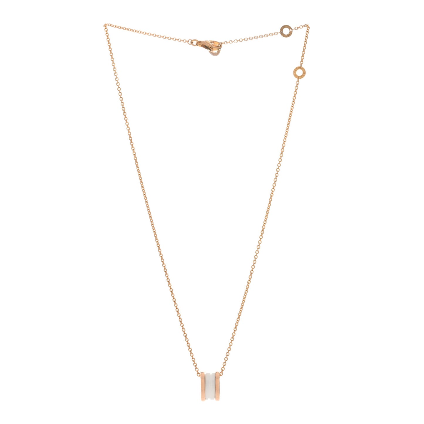18K Rose Gold White Ceramic B.Zero1 Pendant Necklace