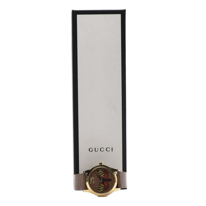Gucci Stainless Steel Calfskin 38mm G-Timeless Moth Quartz Watch Brown 7 of 7