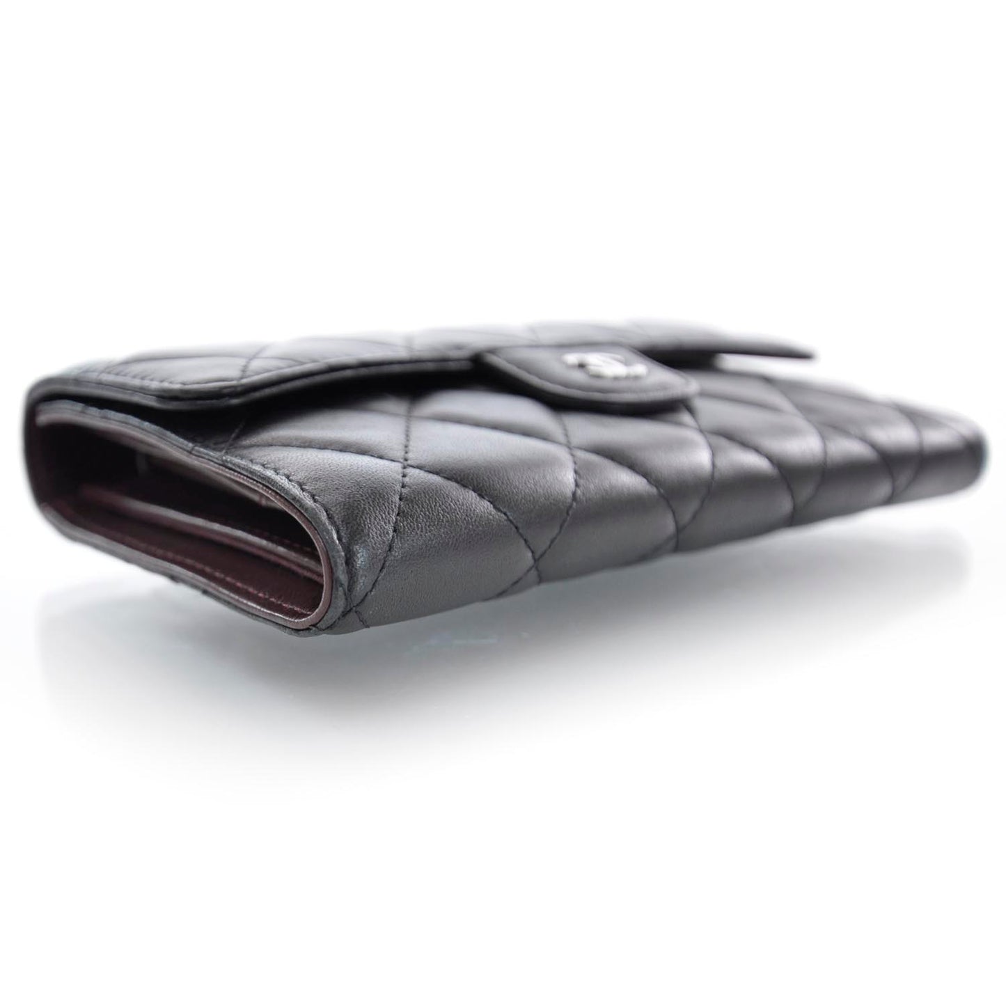 Lambskin Large Flap Wallet Black