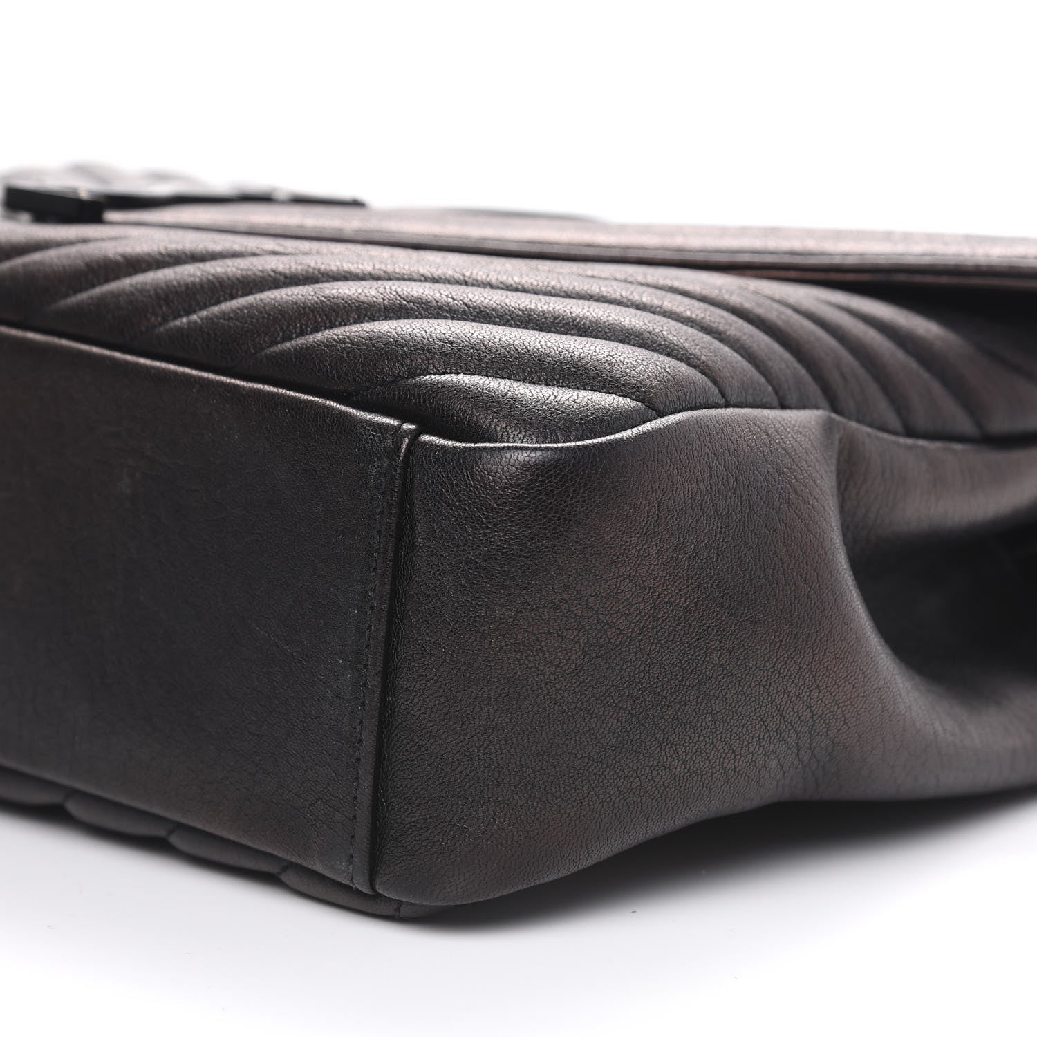 Saint Laurent Sheepskin Matelasse Chevron Monogram Monochrome Large College Satchel Black 9 of 15