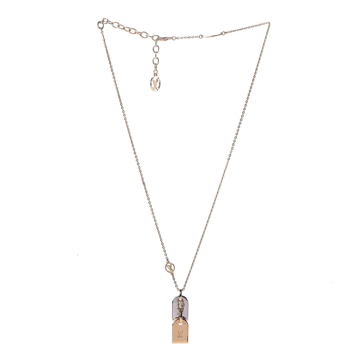 Louis Vuitton Nanogram Name Tag Necklace Gold 3 of 6