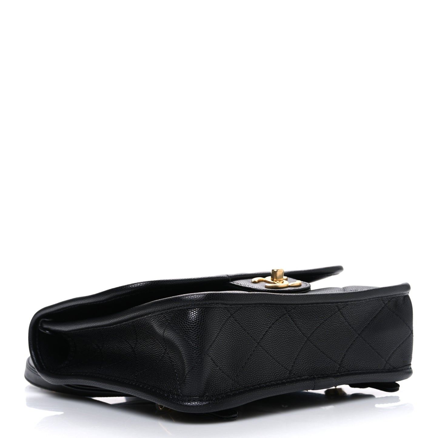 Caviar Quilted Small School Memory Top Handle Flap Black