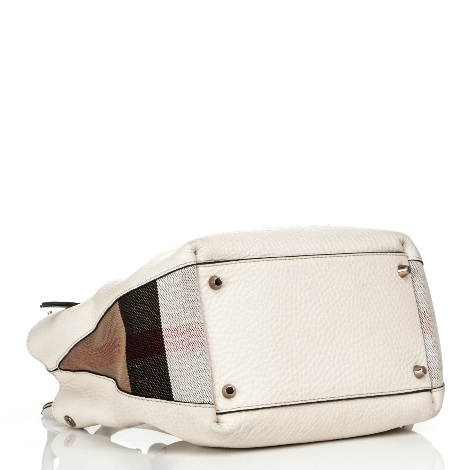 Burberry Grainy Calfskin House Check Small Maidstone White 5 of 10