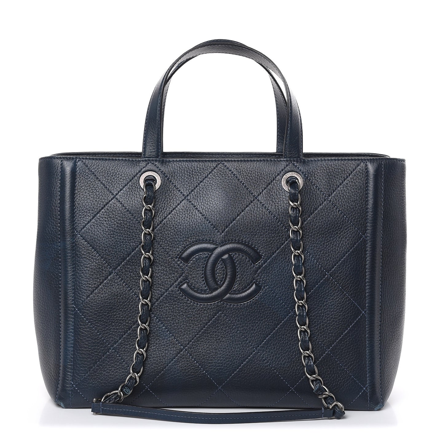Deerskin Stitched Large CC Shopping Tote Navy