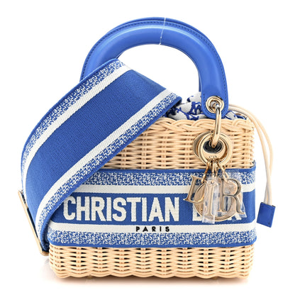 Christian Dior Wicker Oblique Mini Lady Dior Bag Florescent Blue 1 of 12