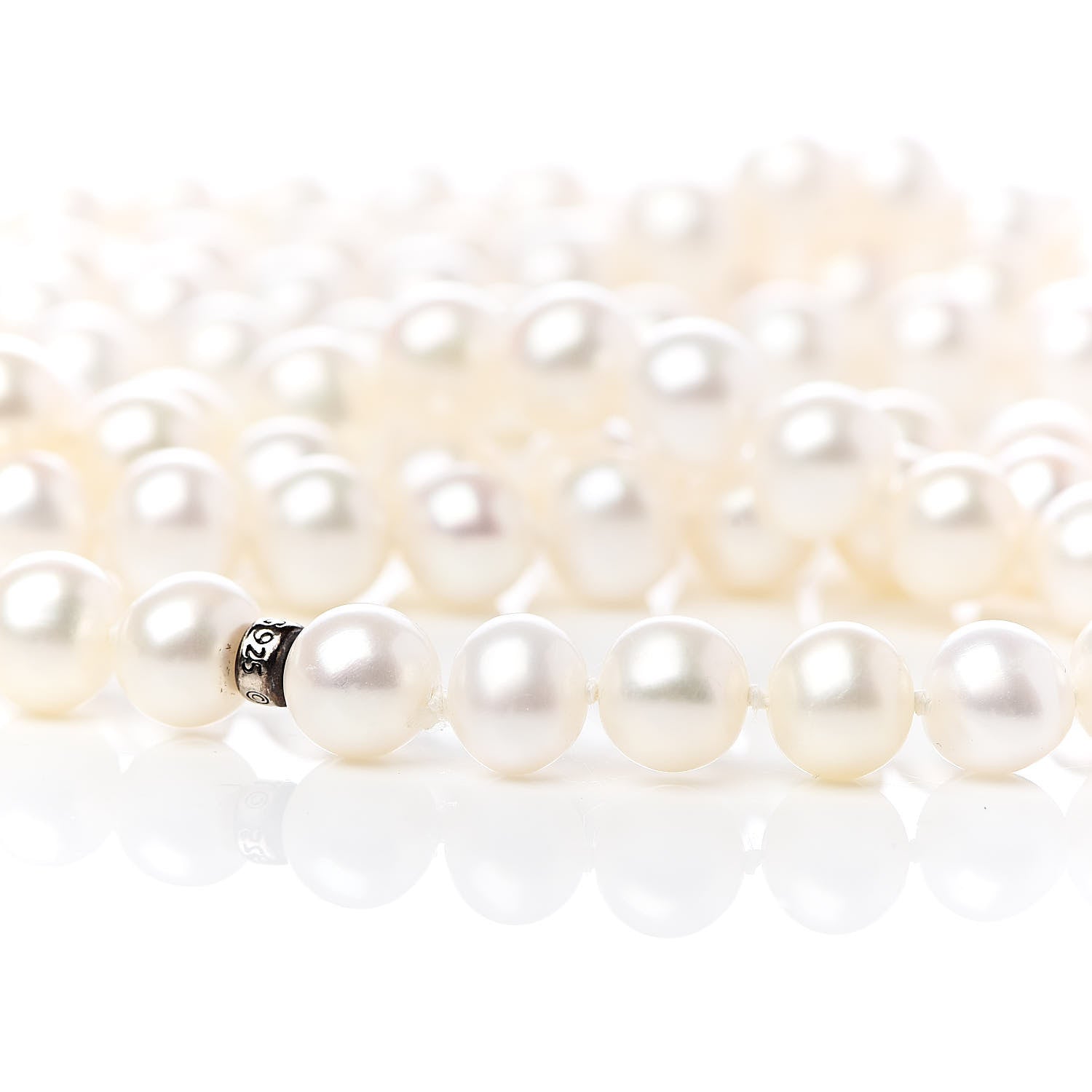 Tiffany Sterling Silver Pearl 7-7.5mm Ziegfeld Strand Necklace 80" 6 of 7