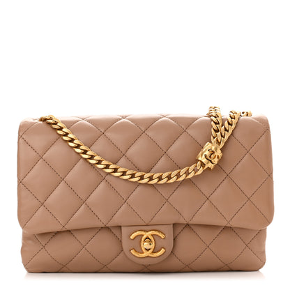 Chanel Lambskin Quilted Medium Pillow Crush Flap Beige 1 of 10