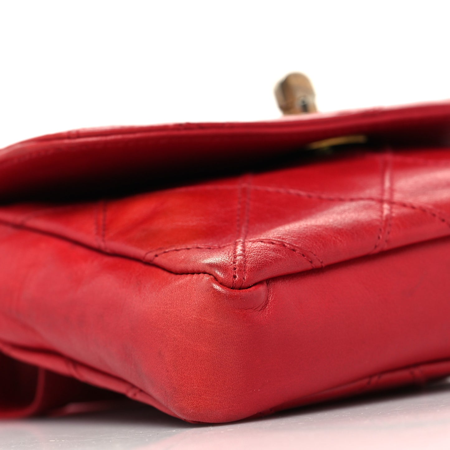 Lambskin Diamond Stitched Turn Lock Flap Belt Bag 75 30 Red