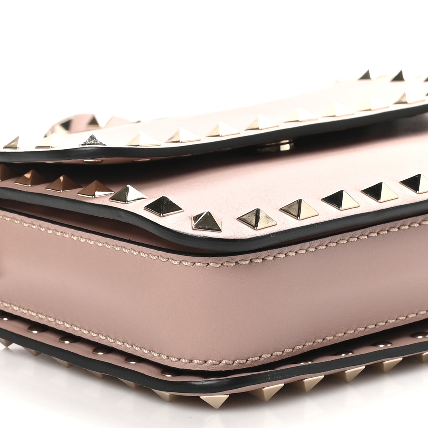 Vitello Rockstud Flap Crossbody Bag Water Rose