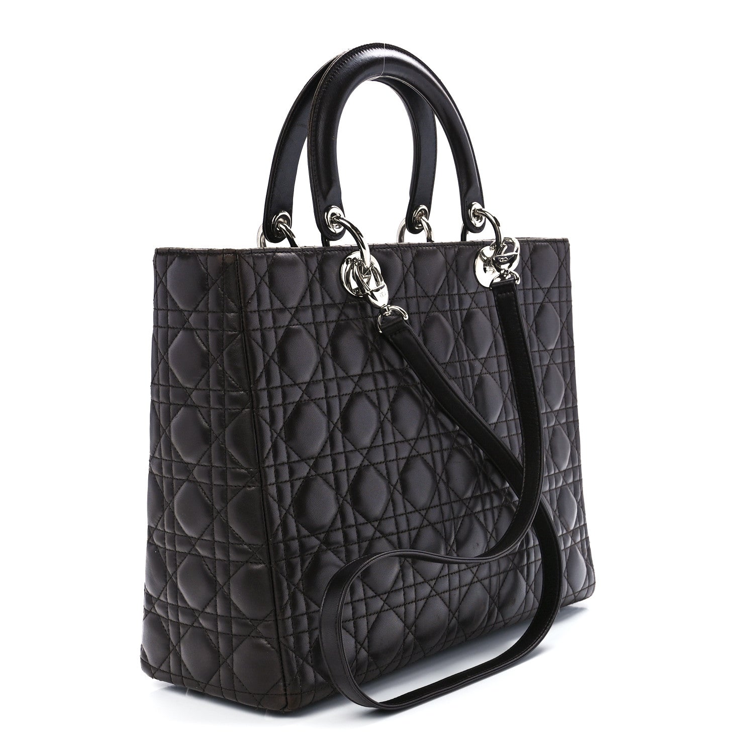 Christian Dior Lambskin Cannage Large Lady Dior Dark Brown 3 of 11