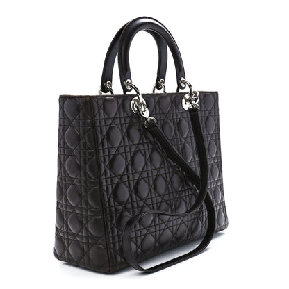 Christian Dior Lambskin Cannage Large Lady Dior Dark Brown 3 of 11