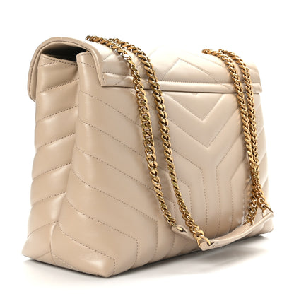 Saint Laurent Calfskin Y Quilted Monogram Medium Loulou Chain Satchel Dark Beige 3 of 9