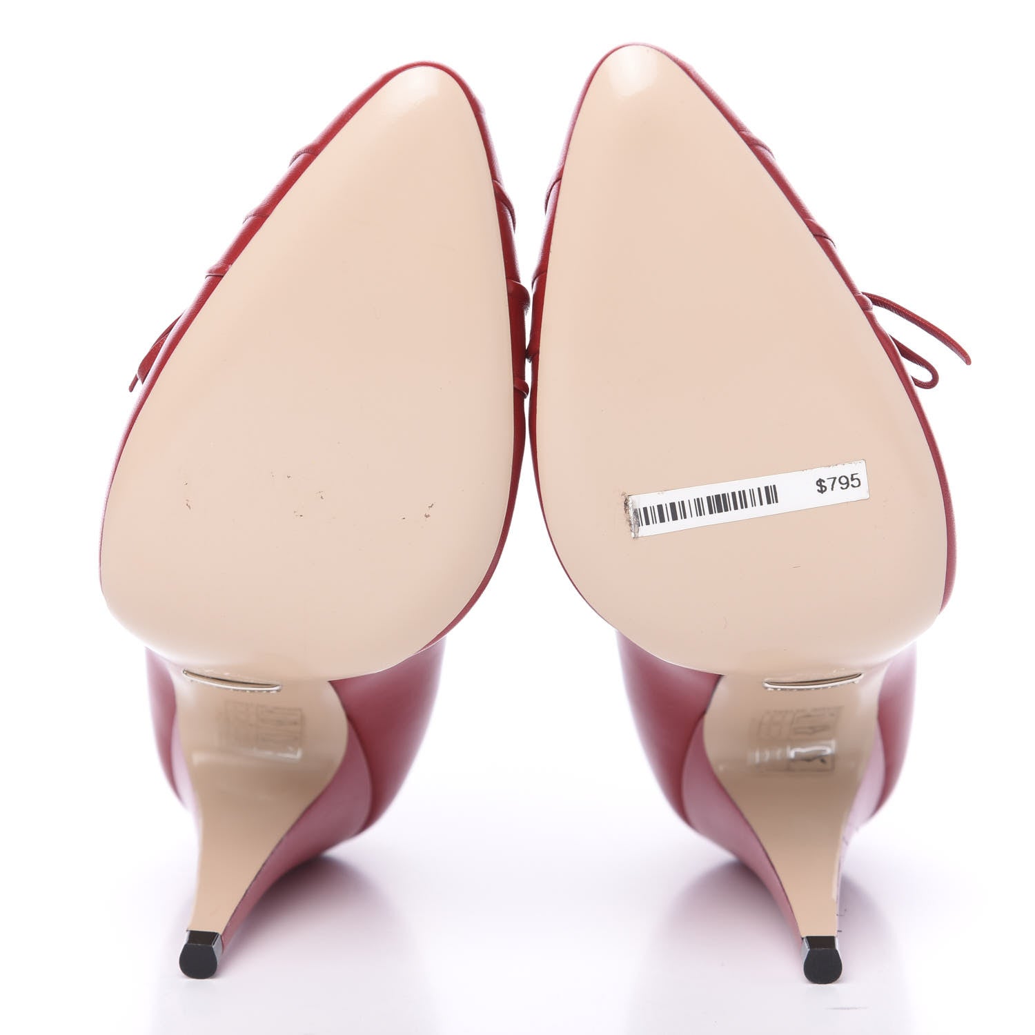Gucci Nappa Bow High Heel Pumps 37.5 Hibiscus Red 5 of 9