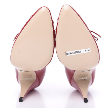 Gucci Nappa Bow High Heel Pumps 37.5 Hibiscus Red 5 of 9
