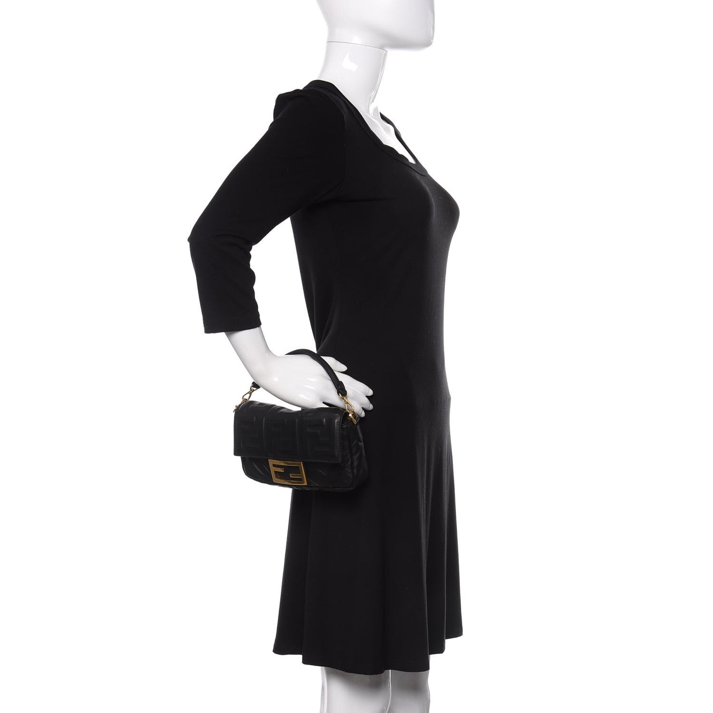 Nappa FF 1974 Embossed Mini Baguette Black