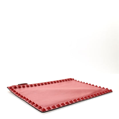 Valentino Garavani Vitello Monochrome Large Rockstud Zip Pouch Red 4 of 7