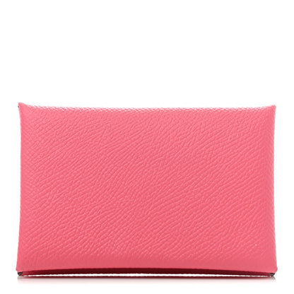 Hermes Epsom Calvi Card Case Rose Azalee 1 of 6