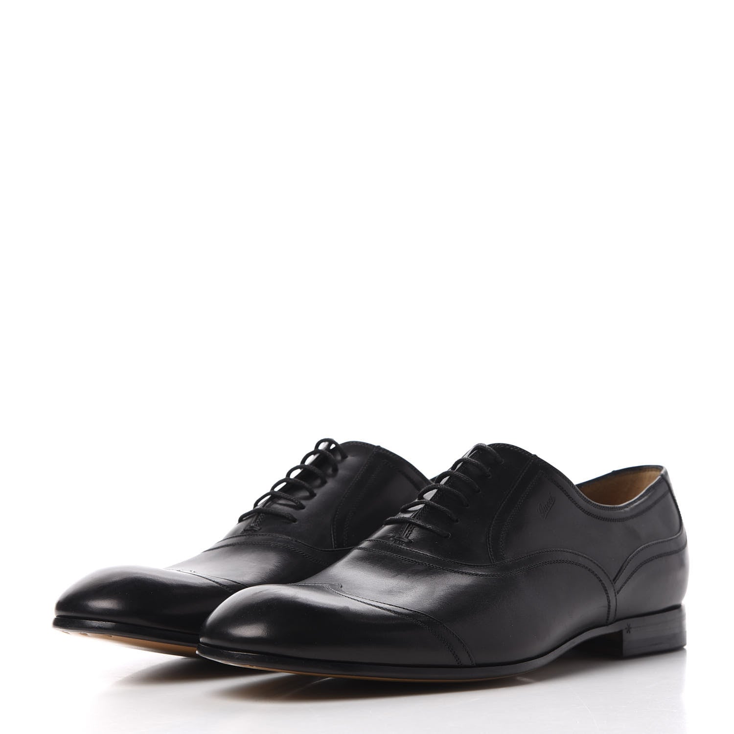 Gucci Calfskin Mens Wingtip Oxford Loafers 9 Black 3 of 11