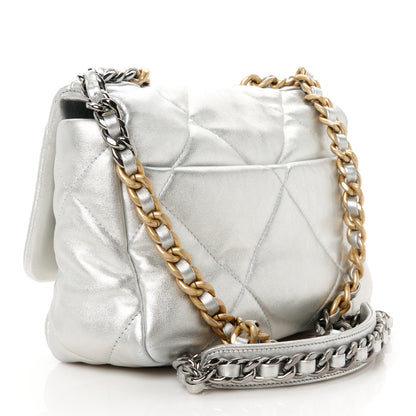 Chanel Metallic Lambskin Quilted Medium Chanel 19 Flap Silver 3 of 11