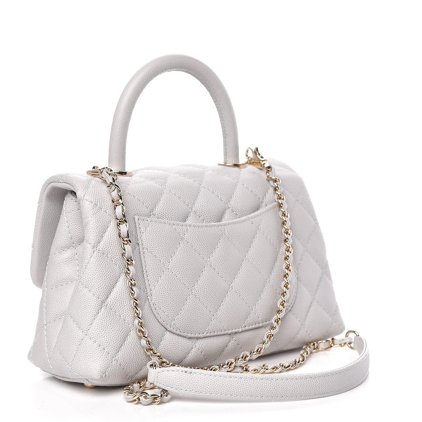 Caviar Quilted Mini Coco Handle Flap Light Grey