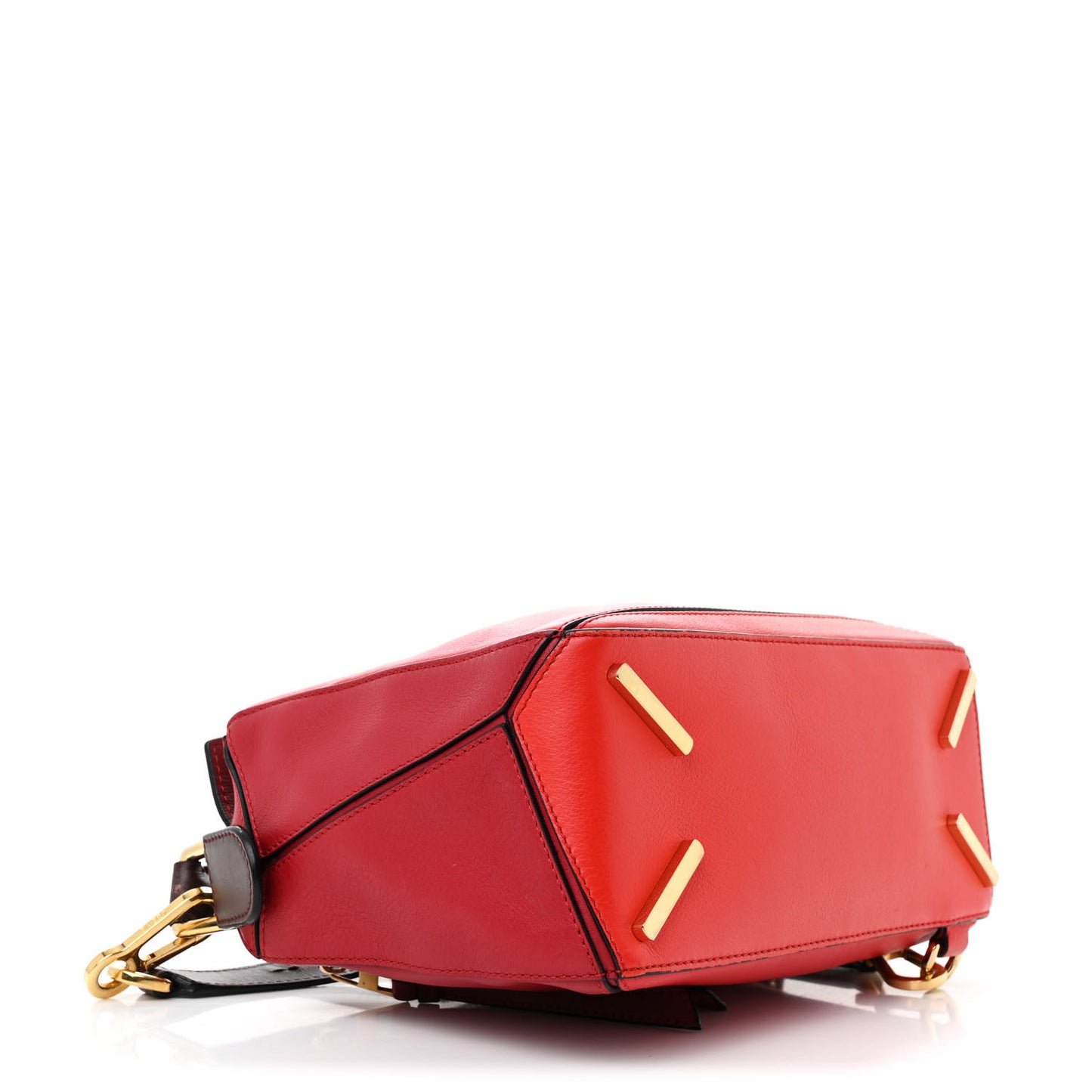 Calfskin Colorblock Small Puzzle Bag Red
