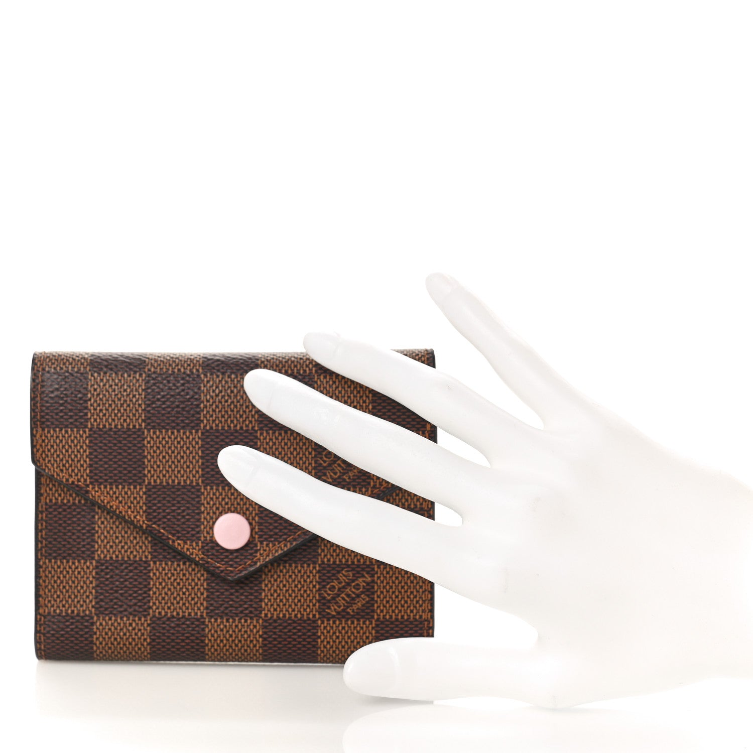 Louis Vuitton Damier Ebene Victorine Wallet Rose Ballerine 2 of 7