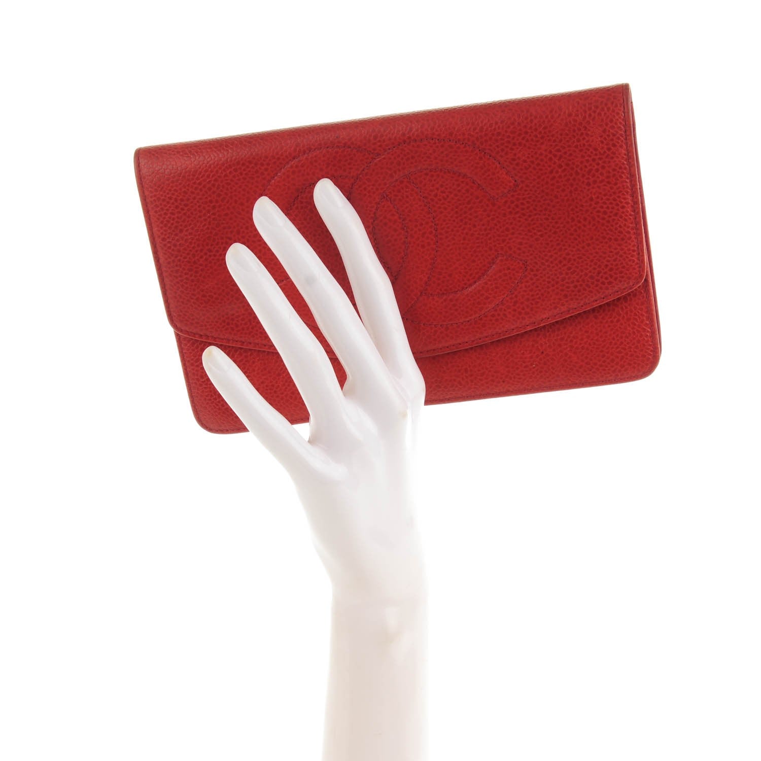 Chanel Caviar CC Flap Wallet Red 2 of 9
