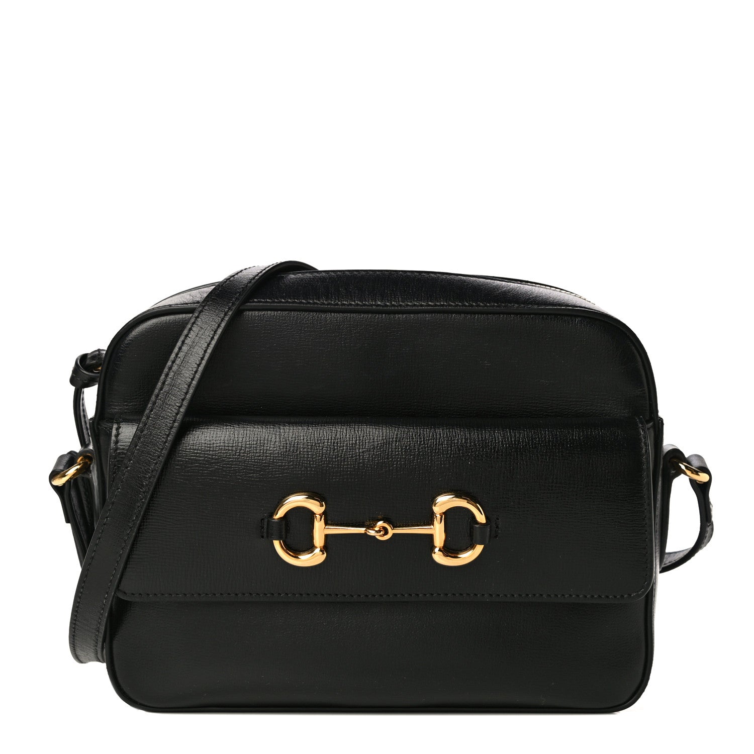 Gucci Textured Calfskin Small Horsebit 1955 Shoulder Bag Black 1 of 13