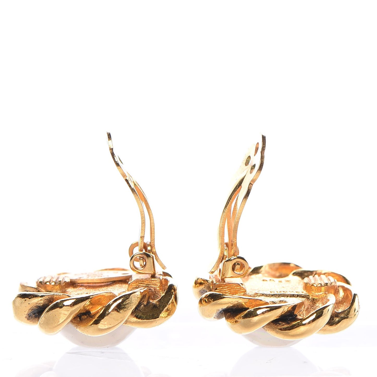 Pearl CC Clip On Earrings Gold