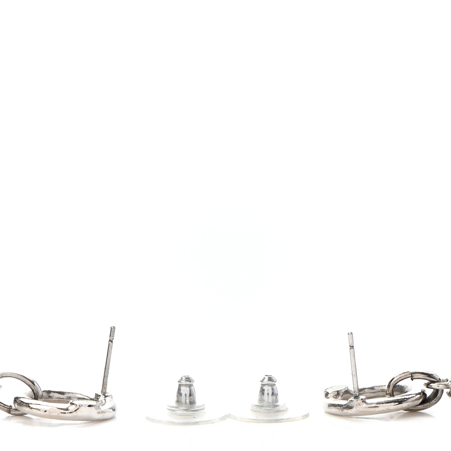 Chanel Crystal CC Circle Drop Earrings Silver 3 of 4