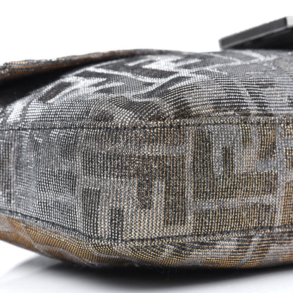 Fendi Metallic Lurex Zucca Vitello Baguette Oro Argento 8 of 11