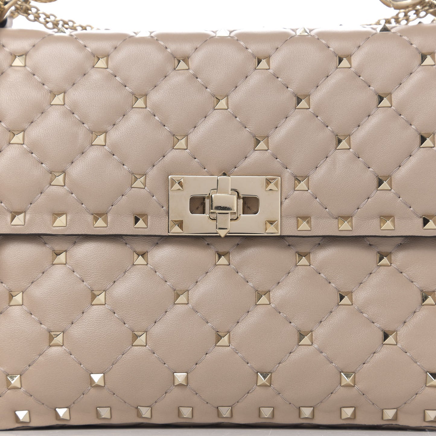 Lambskin Medium Rockstud Spike Shoulder Bag Poudre