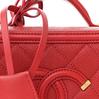 Chanel Caviar Quilted Small CC Filigree Vanity Case Red 9 of 11