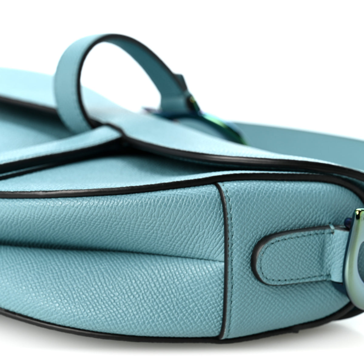 Christian Dior Grained Calfskin Saddle Bag Azure Blue 10 of 10
