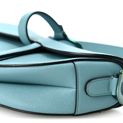 Christian Dior Grained Calfskin Saddle Bag Azure Blue 10 of 10