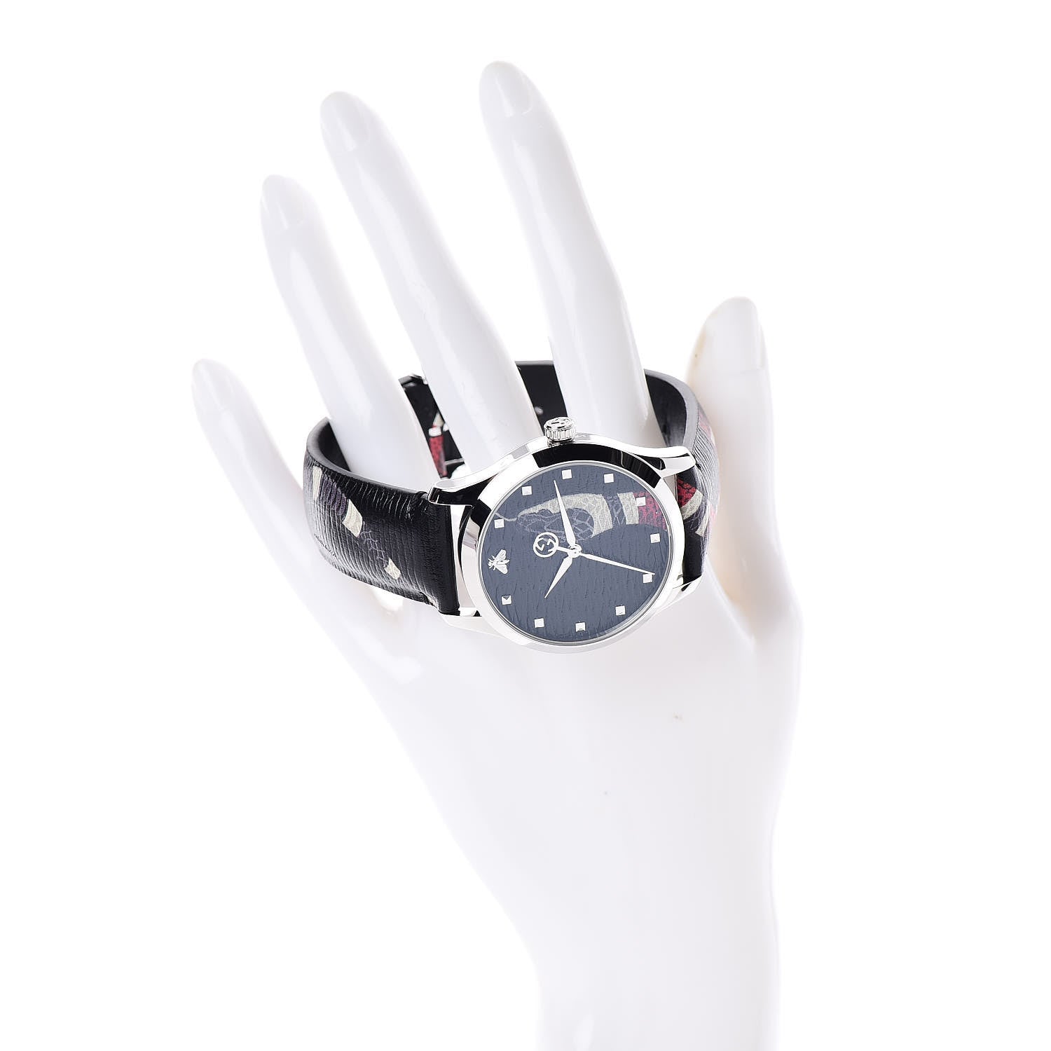 Gucci Stainless Steel Calfskin 38mm Le Marche Des Merveilles Snake Quartz Watch Black 2 of 5