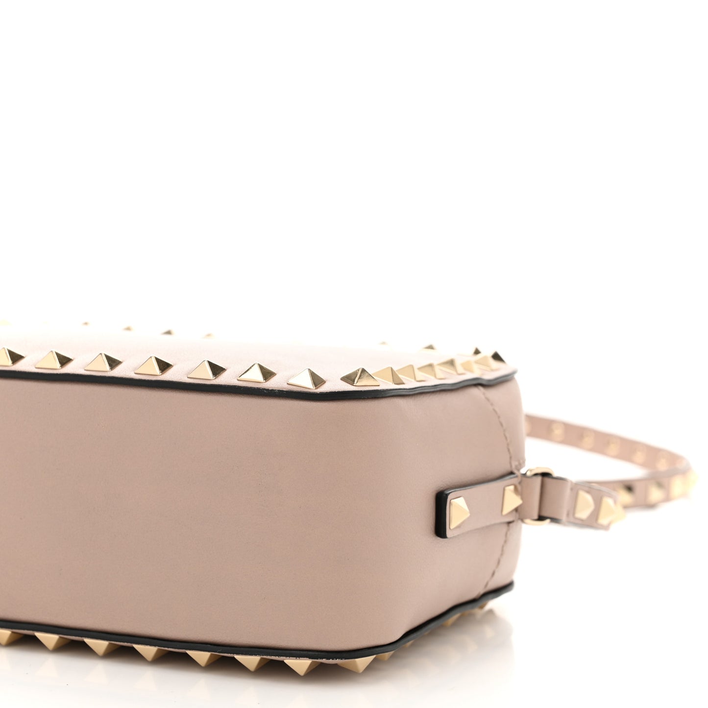 Calfskin Rockstud Camera Crossbody Bag Poudre