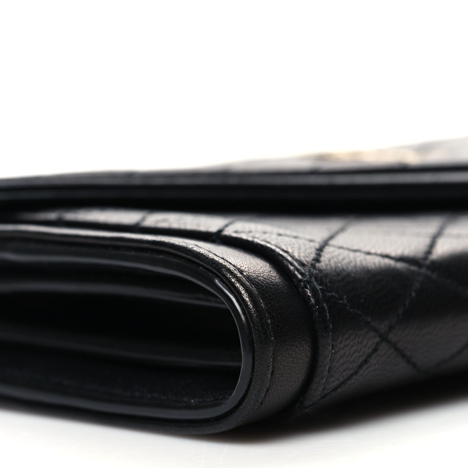 Saint Laurent Lambskin Quilted Monogram Large Gabbie Flap Wallet Black 9 of 11
