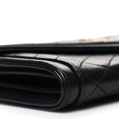 Saint Laurent Lambskin Quilted Monogram Large Gabbie Flap Wallet Black 9 of 11
