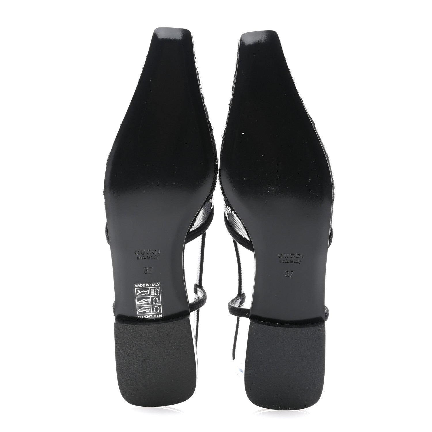 Gucci Tela Retino Kid Scamosciato Crystal GG Monogram Square Demi Ballet Flats 37 Black 5 of 8