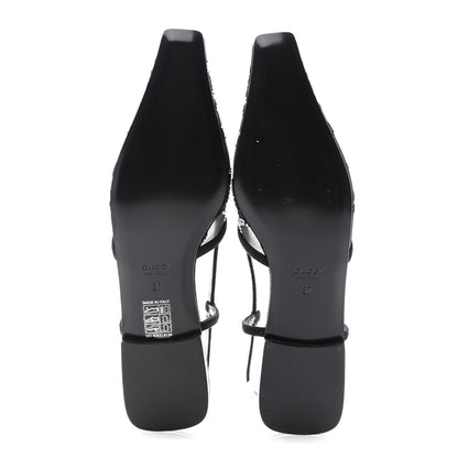 Gucci Tela Retino Kid Scamosciato Crystal GG Monogram Square Demi Ballet Flats 37 Black 5 of 8