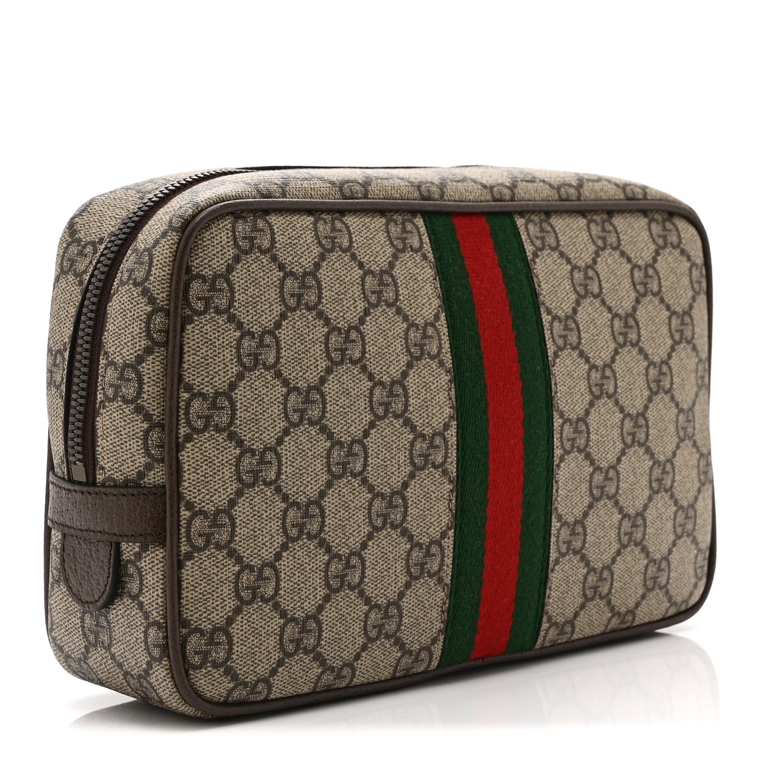 Gucci GG Supreme Monogram Textured Calfskin Web Small Cosmetic Case Beige Ebony New Acero 3 of 10