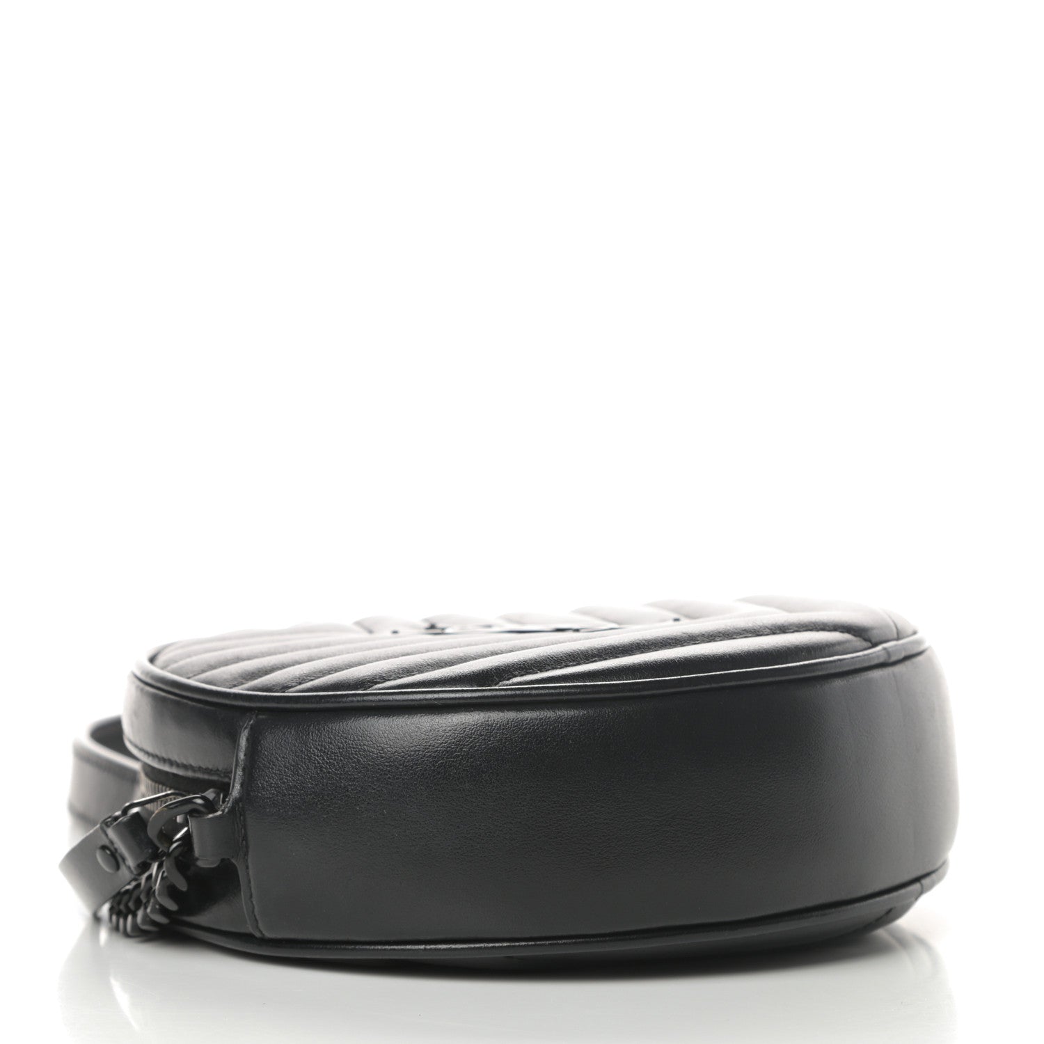 Saint Laurent Calfskin Matelasse Chevron Round Vinyle Camera Bag Black 4 of 13