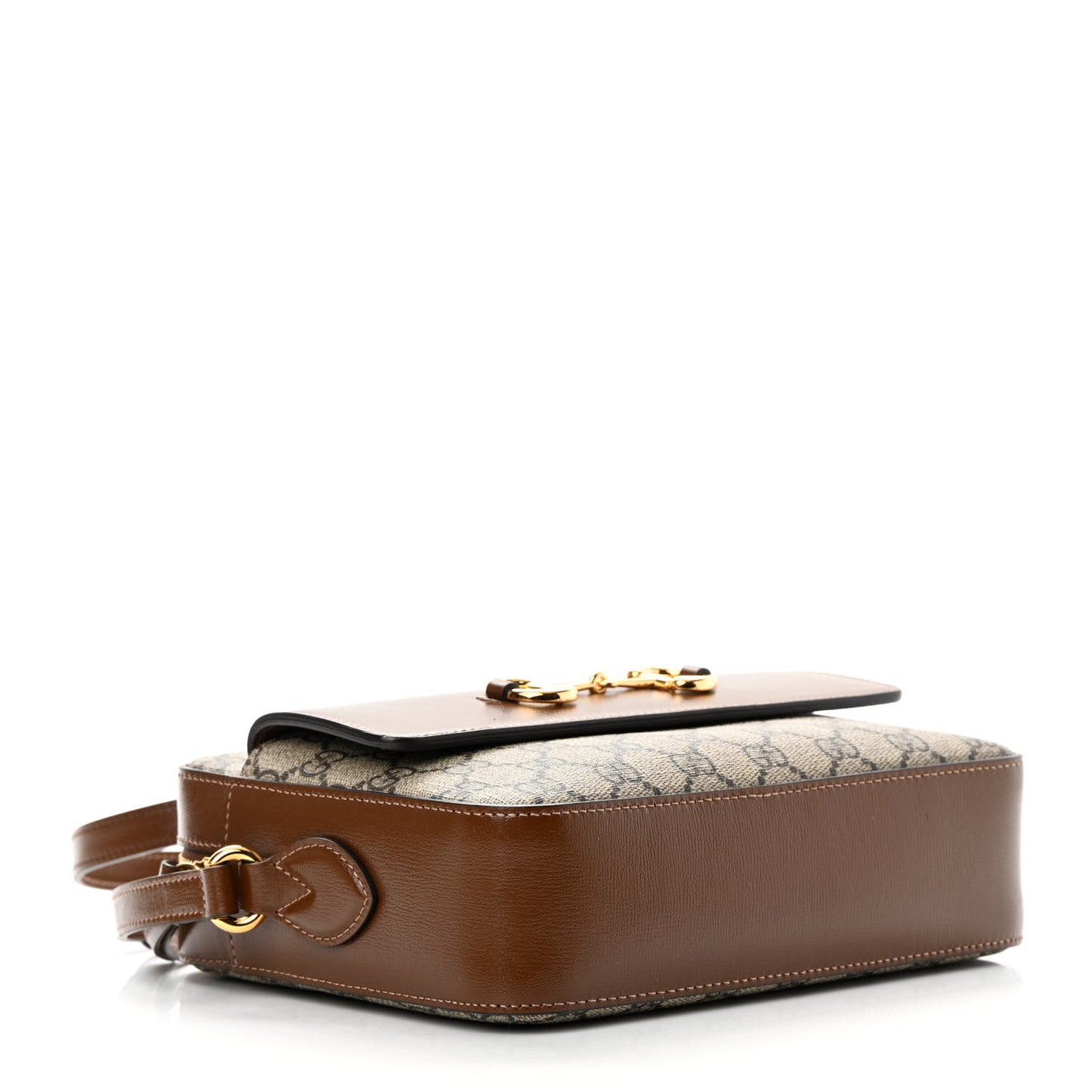 GG Supreme Monogram Small Horsebit 1955 Shoulder Bag Beige Brown Sugar