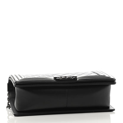 Chanel Calfskin Quilted Medium Boy Flap So Black 3 of 4