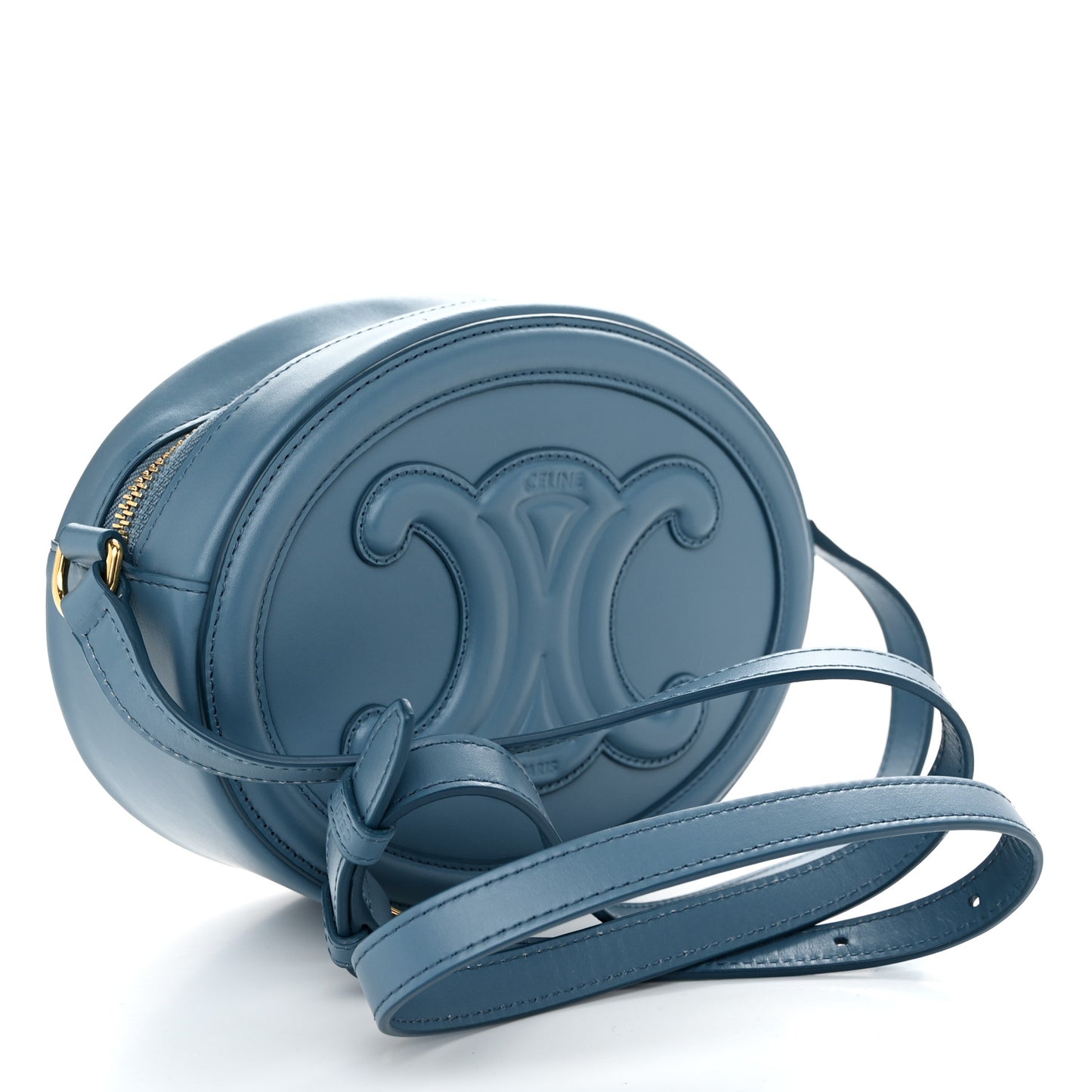 Smooth Calfskin Cuir Small Triomphe Oval Crossbody Purse Ice Blue