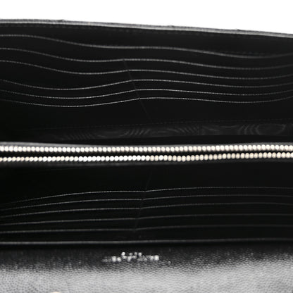 Saint Laurent Grain De Poudre Matelasse Chevron Monogram Chain Wallet Black 5 of 9