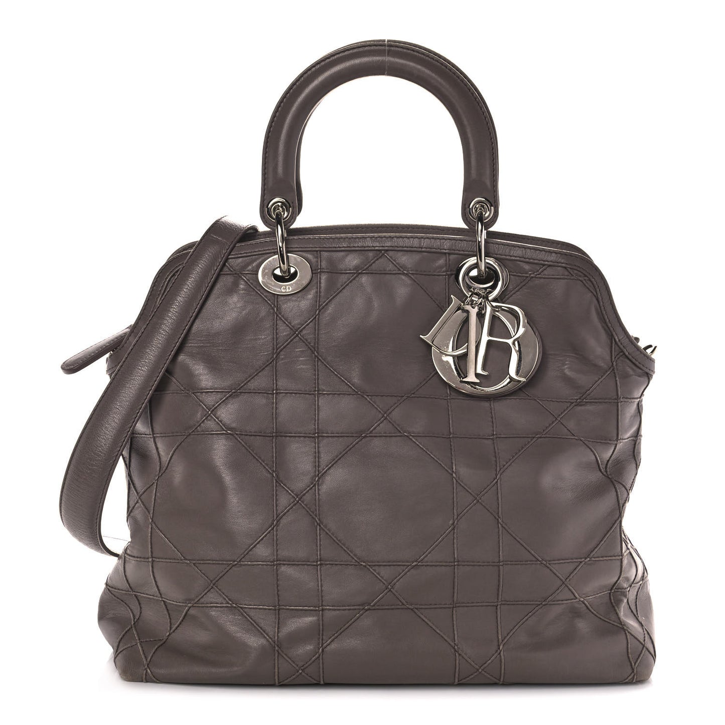 Lambskin Cannage Medium Granville Tote Dark Taupe